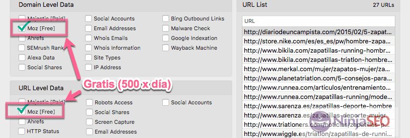 URL Profiler te permite 500 comprobaciones gratis diarias con Moz