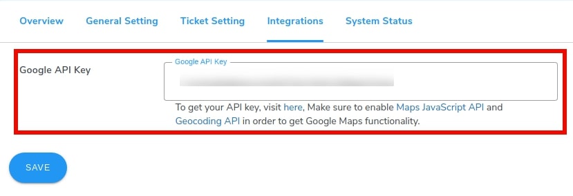 Gestor de entradas de eventos clave API de Google