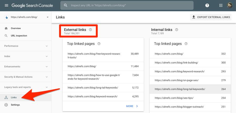 search console backlinks