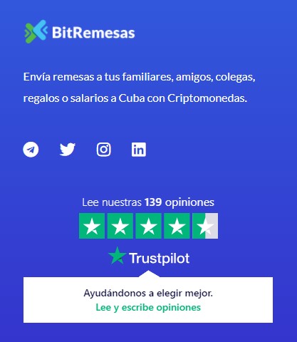 BitRemesas, un sitio cubano utiliza Trustpilot