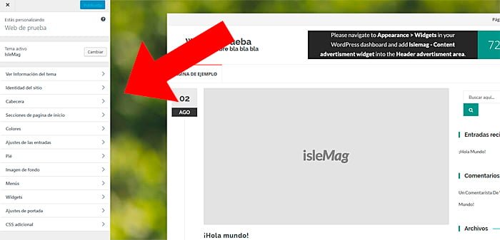 Menú personalizado de WordPress