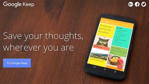 Google Keep es una gran aplicación que puede usarse para escribir sus pensamientos en publicaciones.