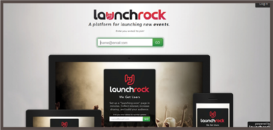 Página de inicio de la página de destino de Launchrock
