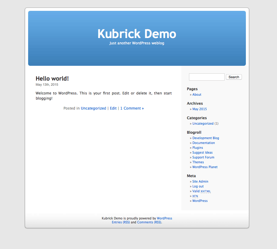 Tema WordPress Kubrick - Captura de pantalla