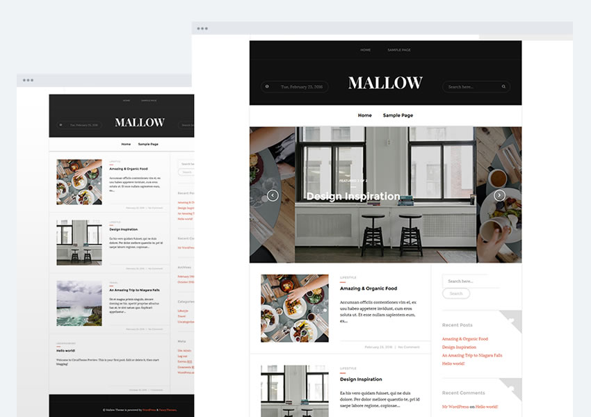 magazine mallow tema wordpress gratis wp responsive template, autor del blog articulo largo