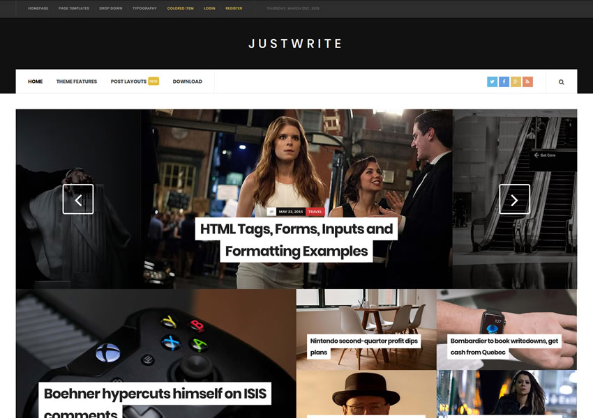 JustWrite theme gratis para wordpress wp responsive template, autor del blog Articulo largo