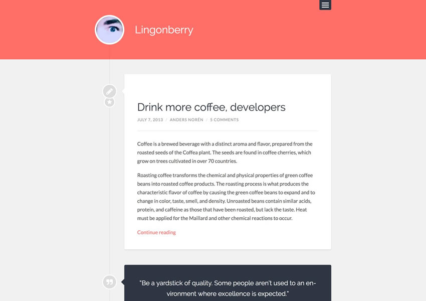 Lingonberry Simple theme gratis para wordpress wp responsive template, autor del blog Artículo largo