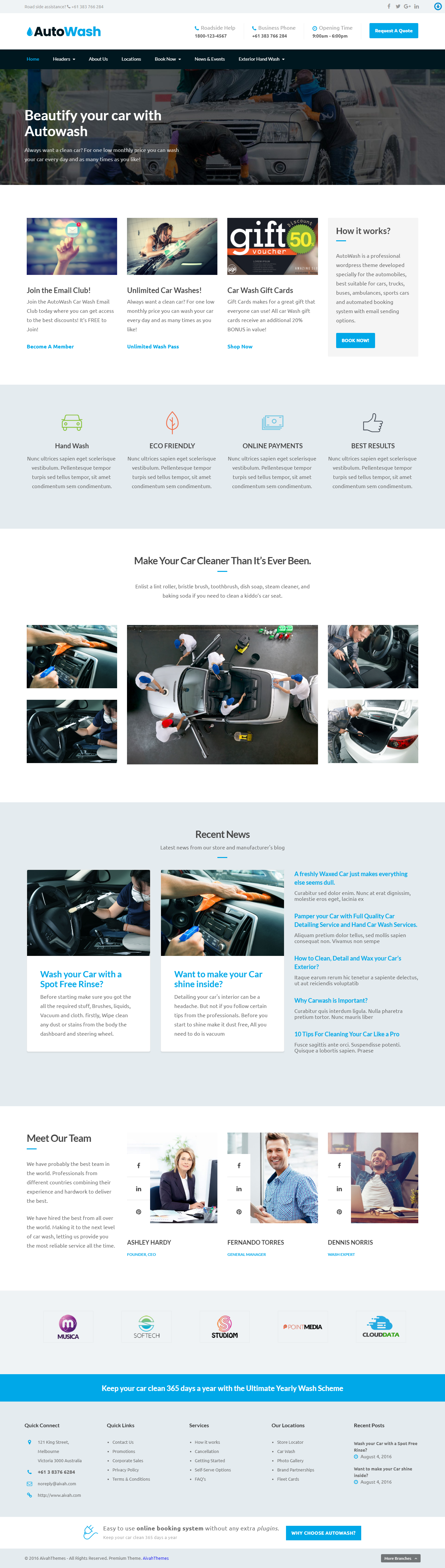 Autowash - El mejor tema premium de WordPress para autos