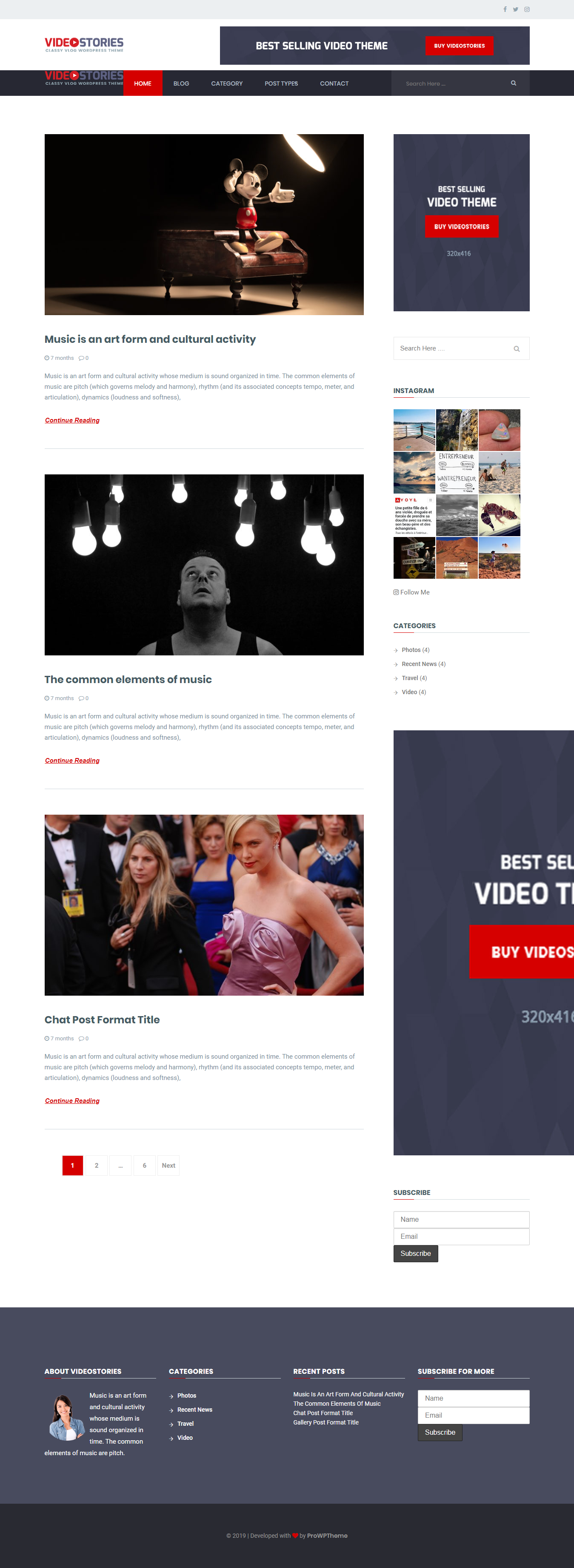 VideoStories - Los mejores temas gratuitos de WordPress para videos y música