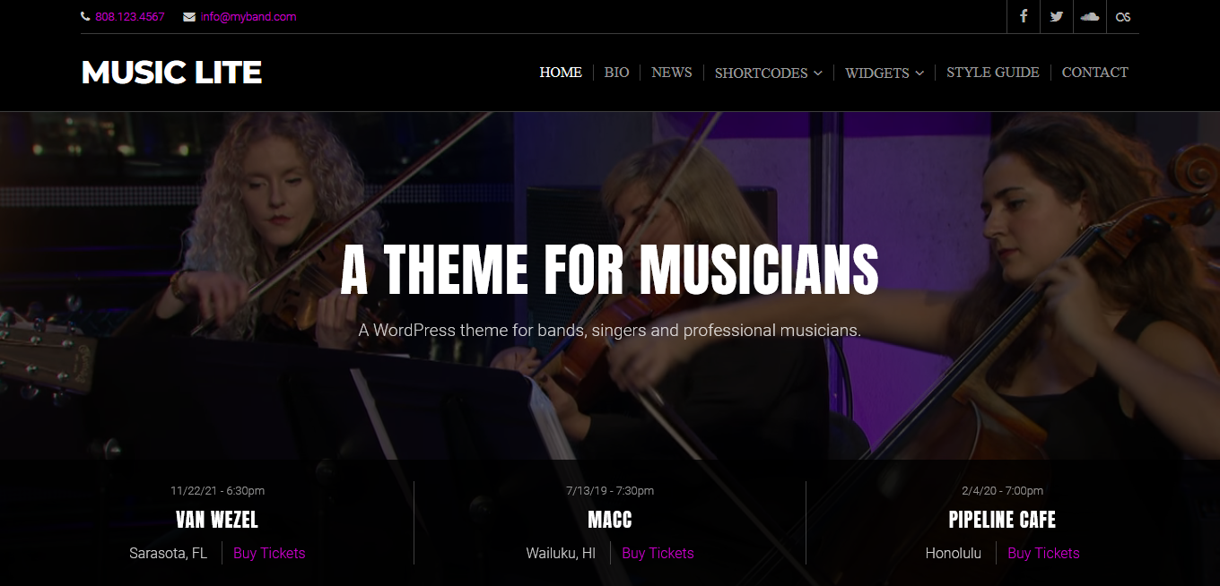 Music Lite - El mejor tema gratuito de WordPress para videos y música