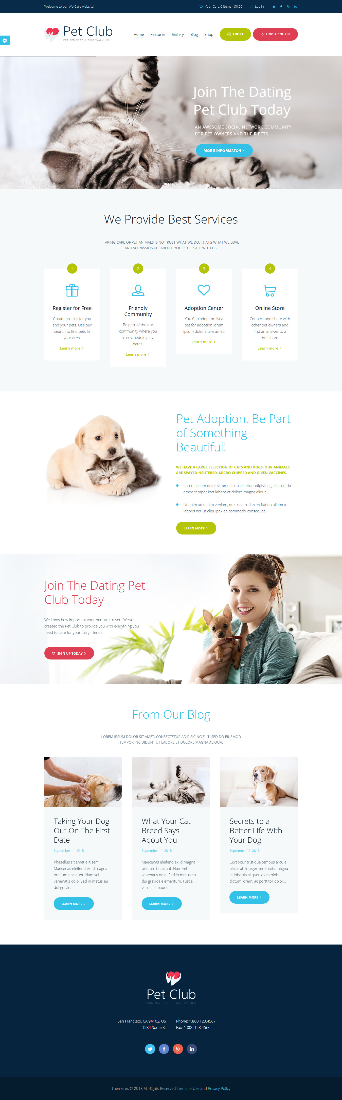 Pet Club: el mejor tema de WordPress para animales y mascotas premium