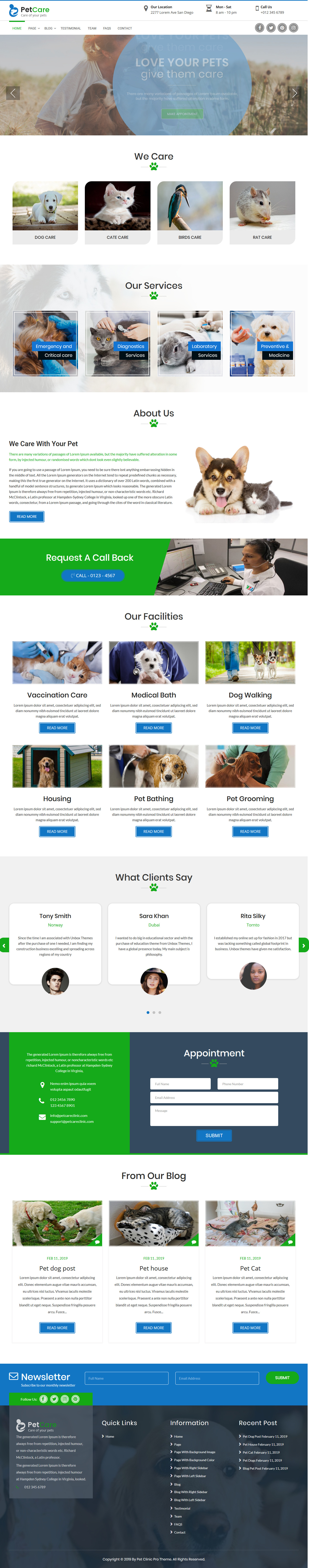 Pet Care Clinic - Los mejores temas gratuitos de WordPress para animales y mascotas