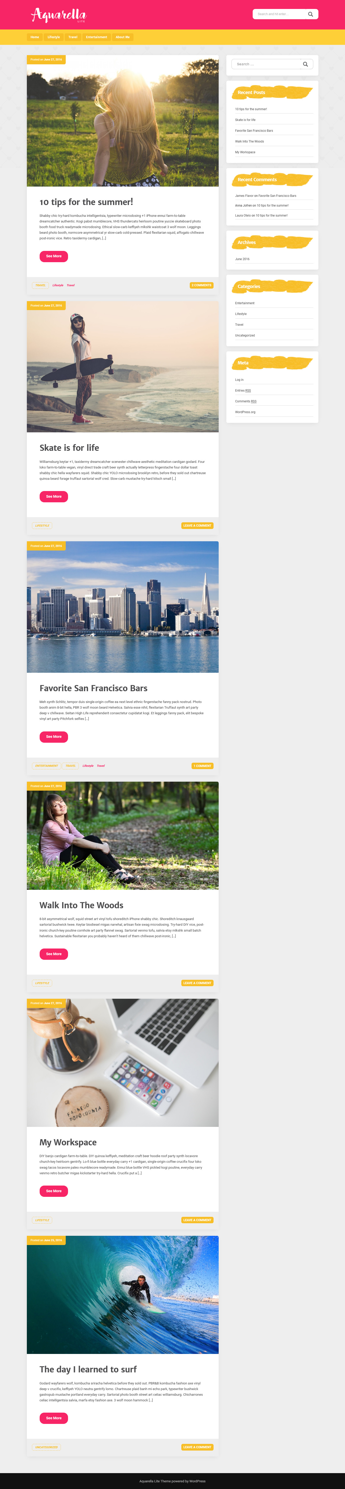 Aquarella Lite - El mejor tema gratuito para chicas en WordPress