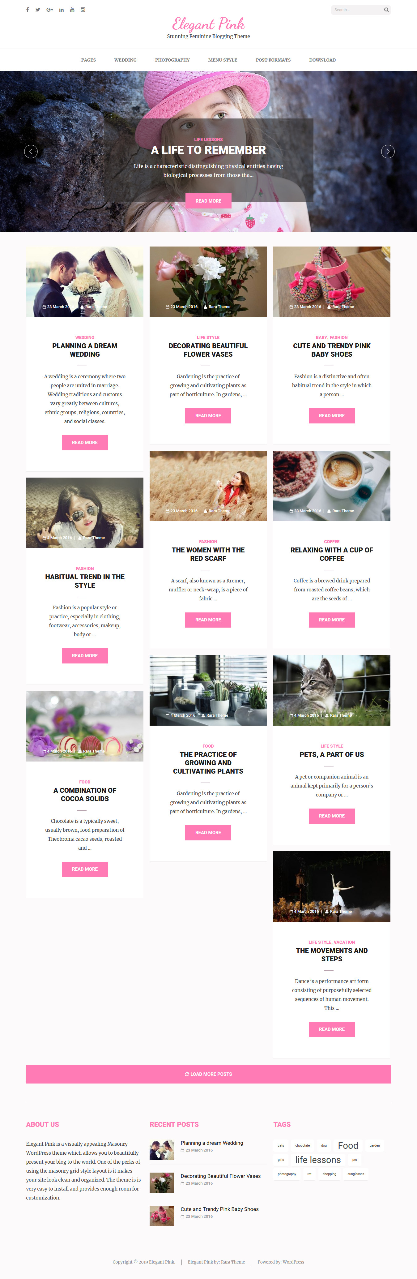 Elegant Pink - Los mejores temas femeninos gratuitos para WordPress