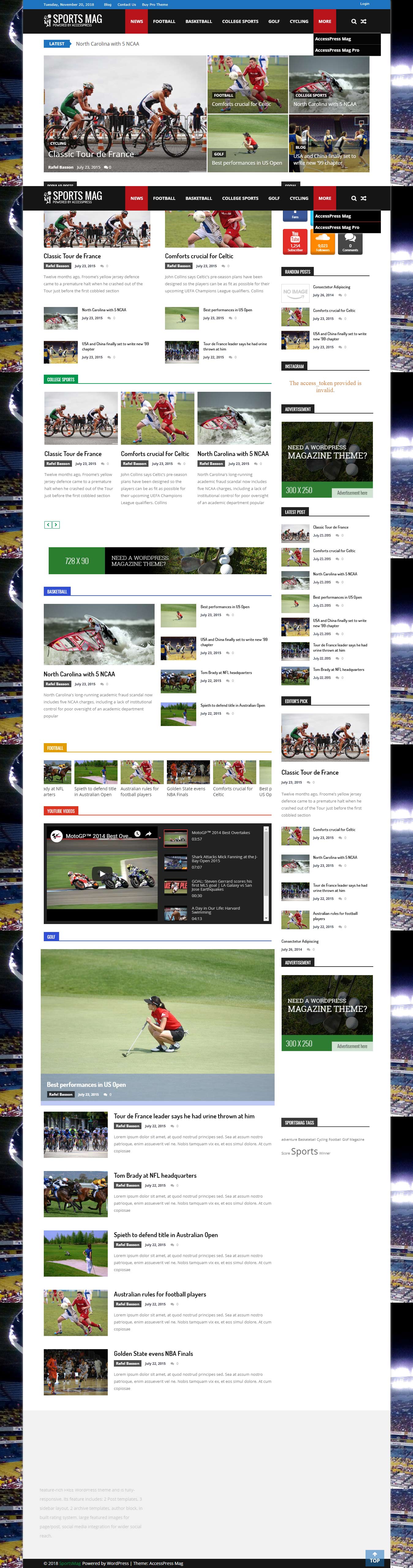 SportsMag - Los mejores temas deportivos gratuitos de WordPress