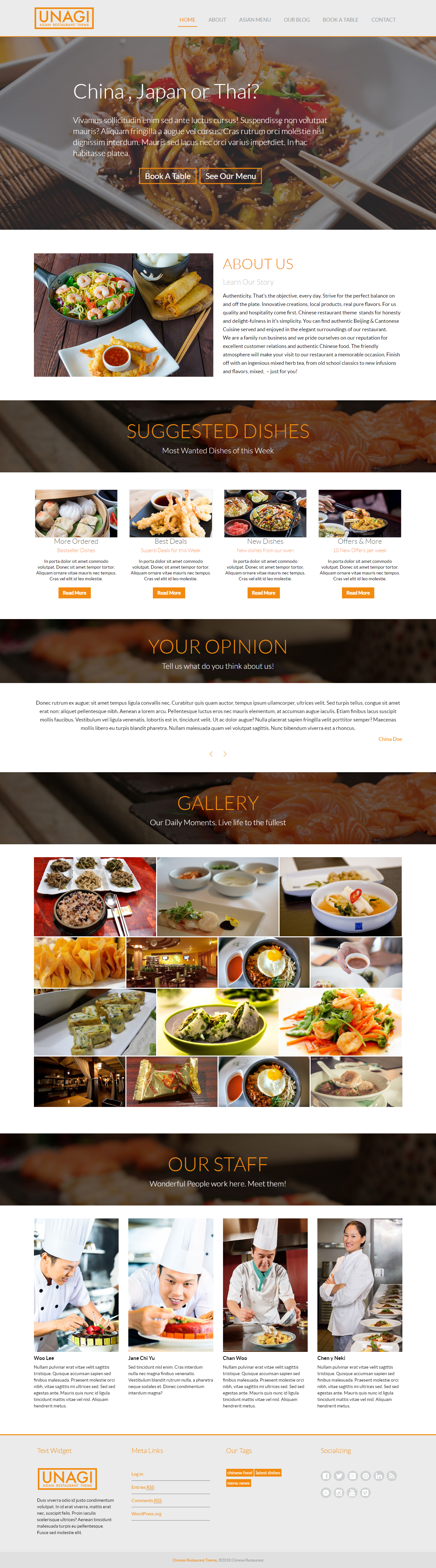 Restaurante Chino - Los mejores temas gratuitos de WordPress para restaurantes
