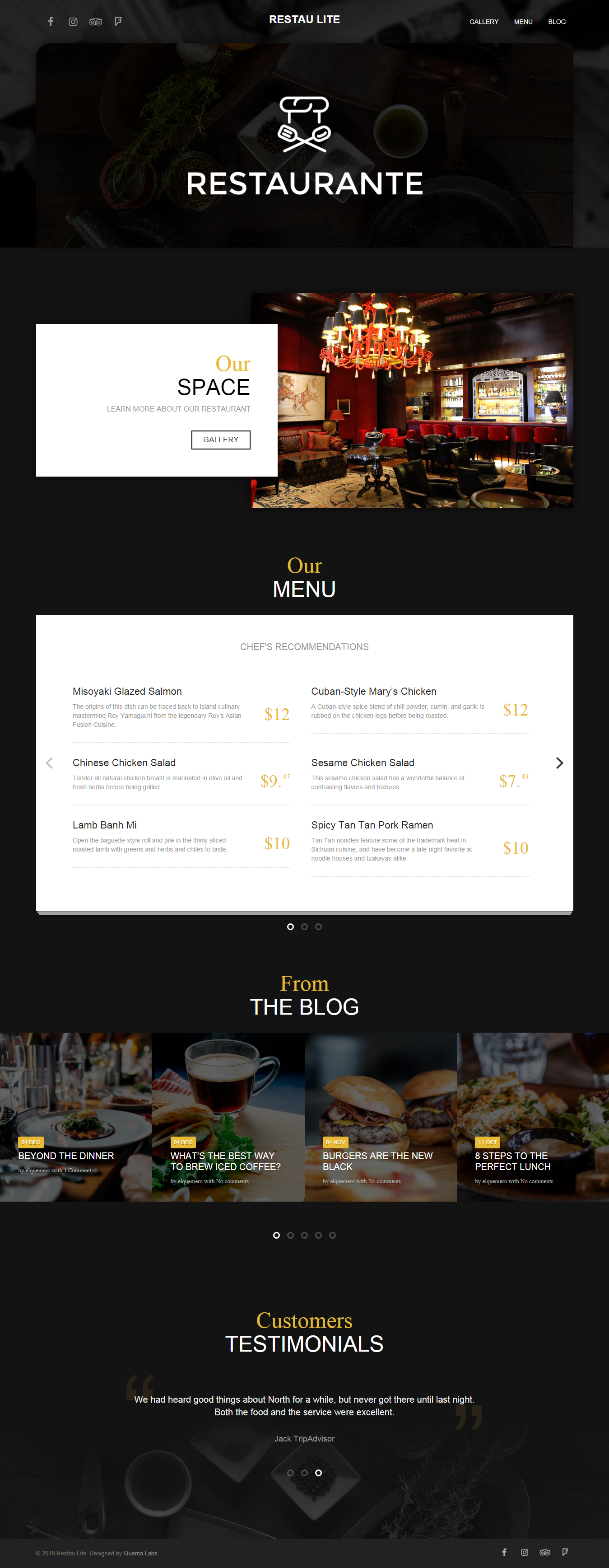 Restau Lite - Tema WordPress para el mejor restaurante gratuito