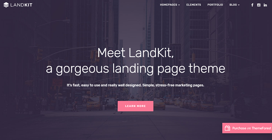 Landkit - Tema premium para la página de inicio de WordPress