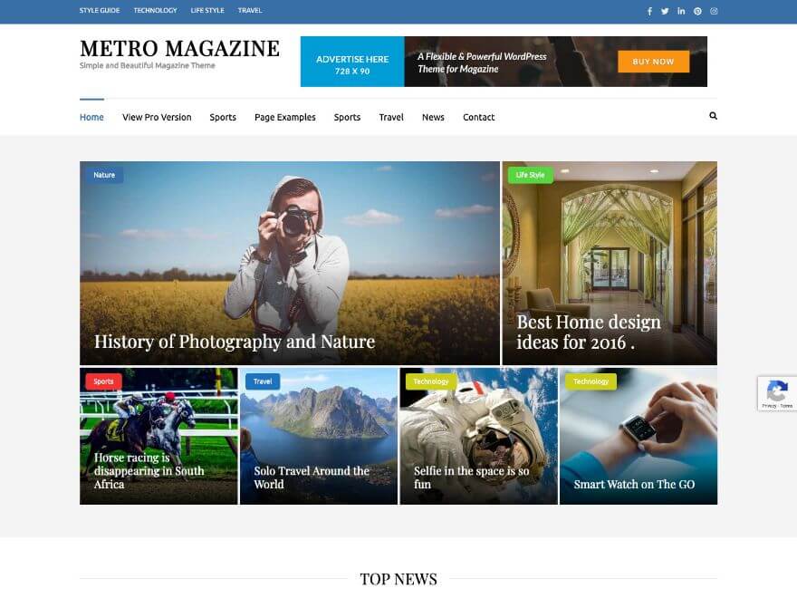 Revista Metro Tema gratuito para WordPress