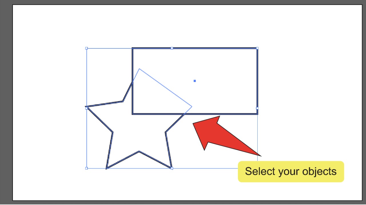 Use la herramienta Shape Builder para combinar rutas en el Paso 2 de Illustrator