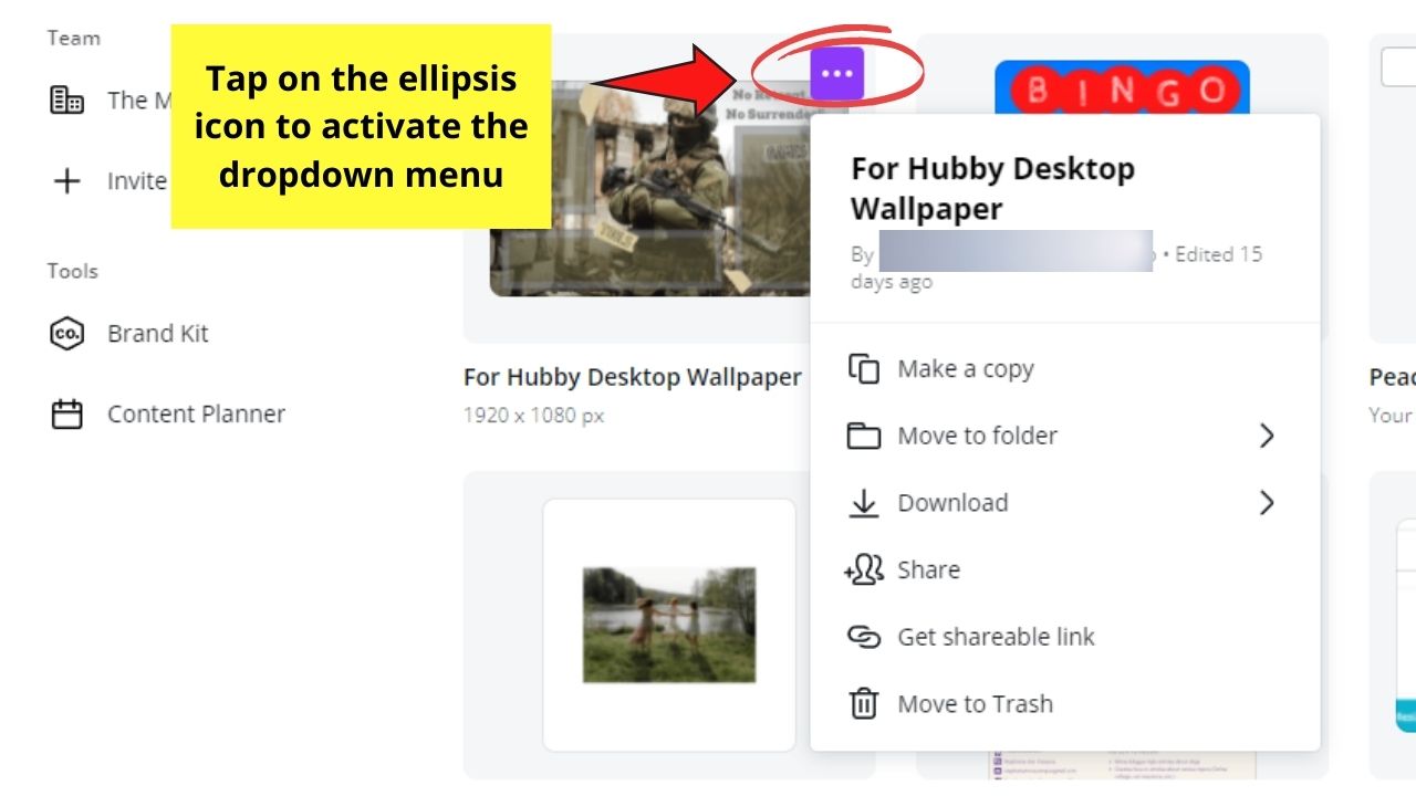 Cómo funcionan los equipos de Canva Revisar el diseño del equipo Paso 1