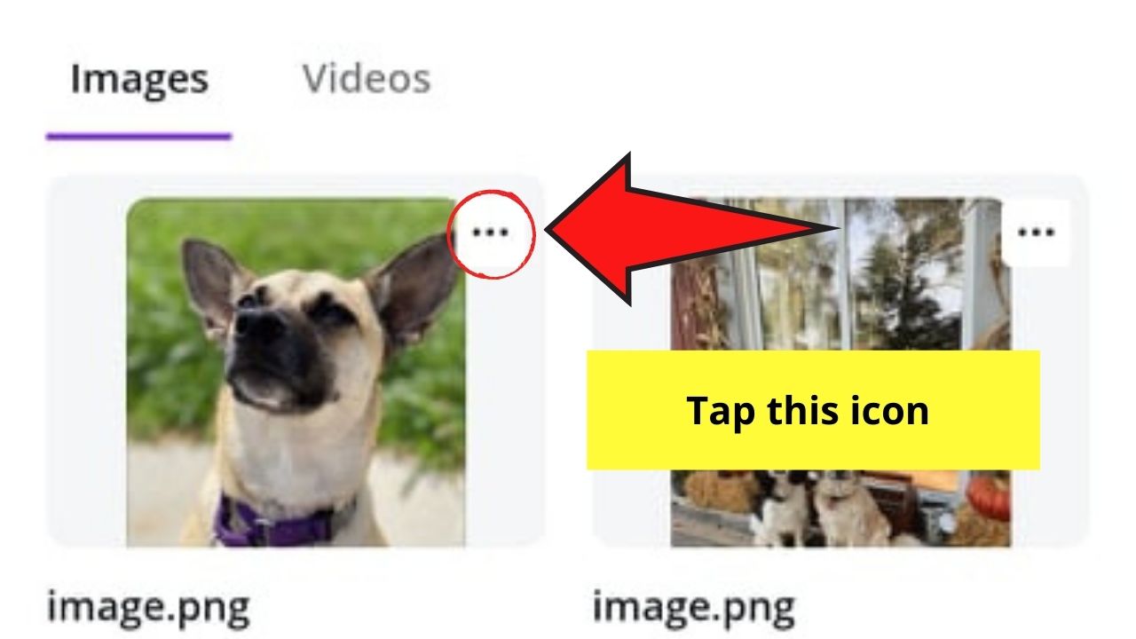 Cómo acceder a las cargas en la aplicación Canva Accede a las cargas desde la barra de menú Paso 6.1