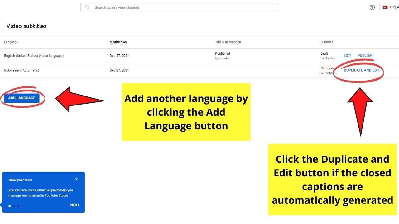Paso 3.1 en Cómo agregar subtítulos a la página del editor de subtítulos de video de YouTube
