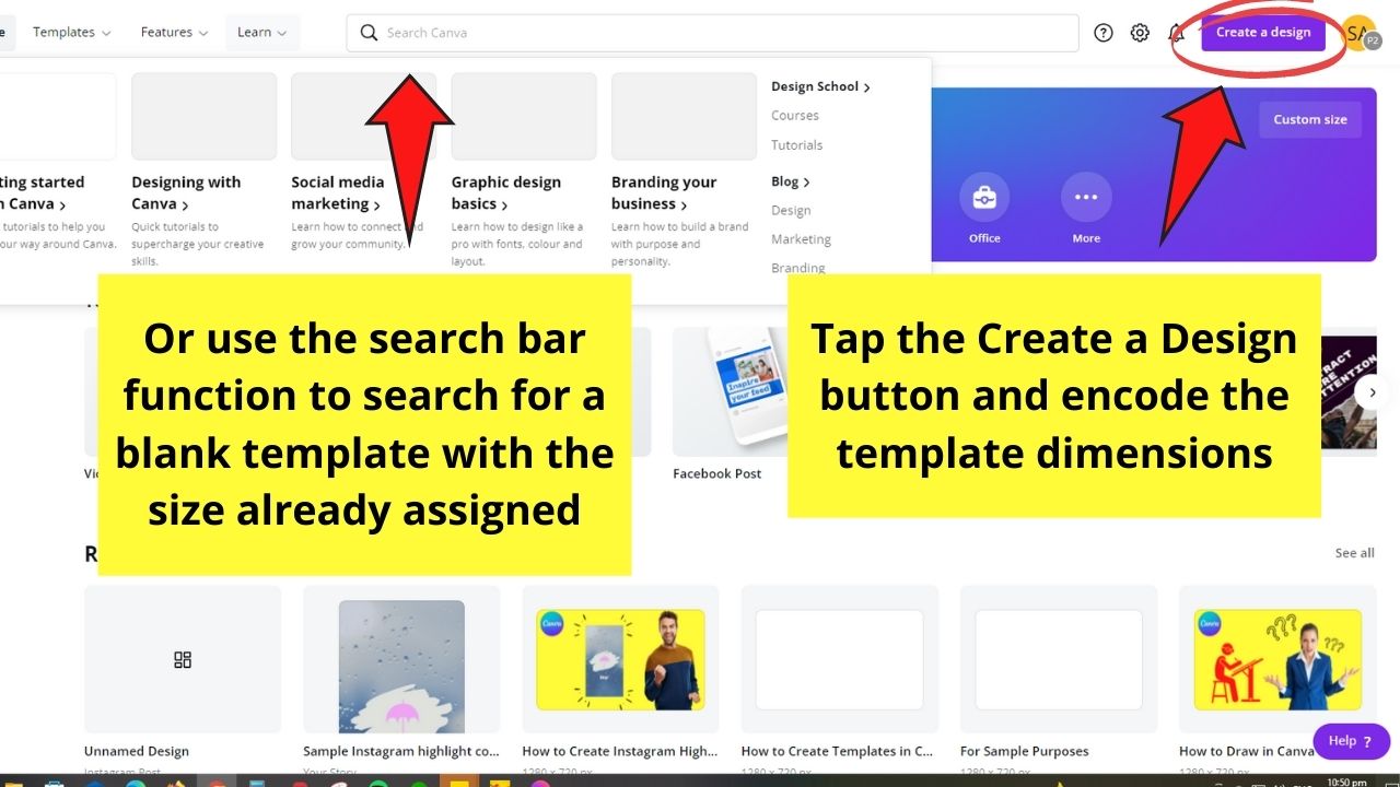 Cómo crear una plantilla en Canva Paso 1