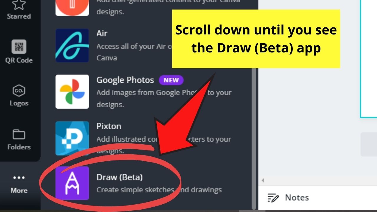 Cómo dibujar actualizaciones en Canva Step 2.2