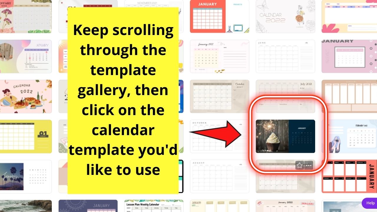 Cómo hacer un calendario en Canva usando la plantilla de calendario Paso 2
