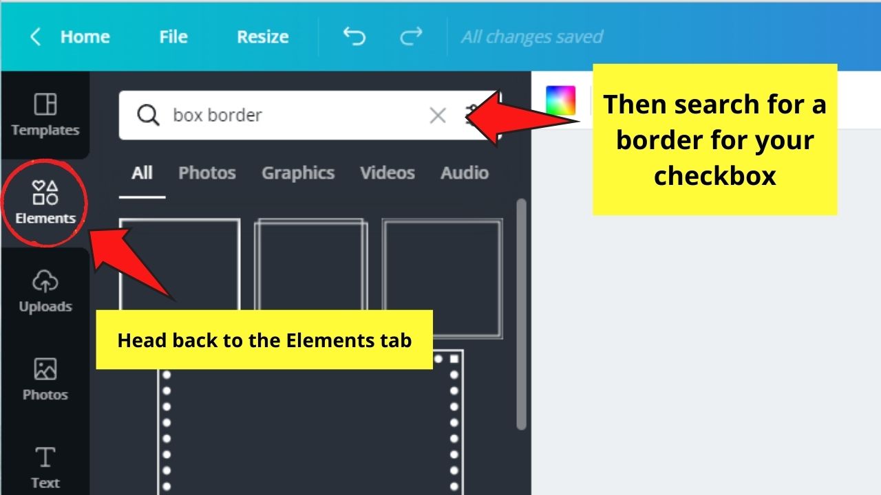 Cómo hacer una lista de verificación en Canva usando una plantilla en blanco Paso 2.3