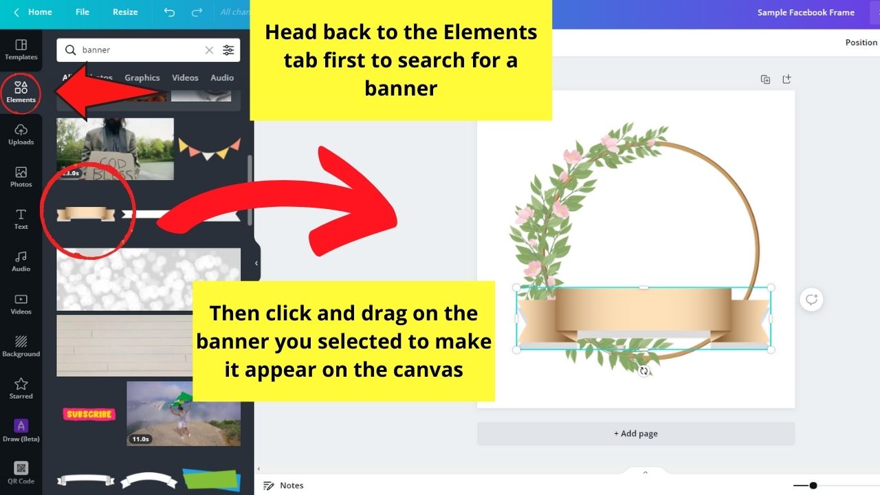 Cómo hacer un marco de Facebook en Canva Paso 5.1