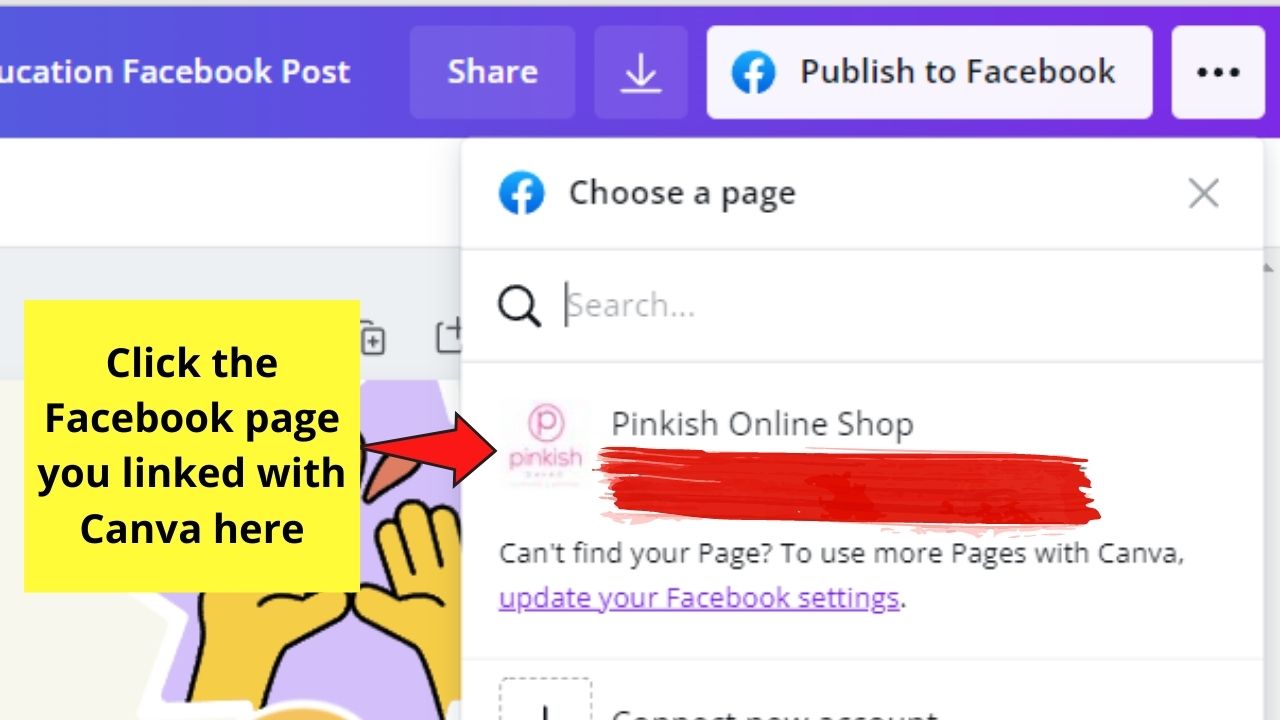 Cómo utilizar Botón de Canva para Facebook Publicar ahora Paso 2