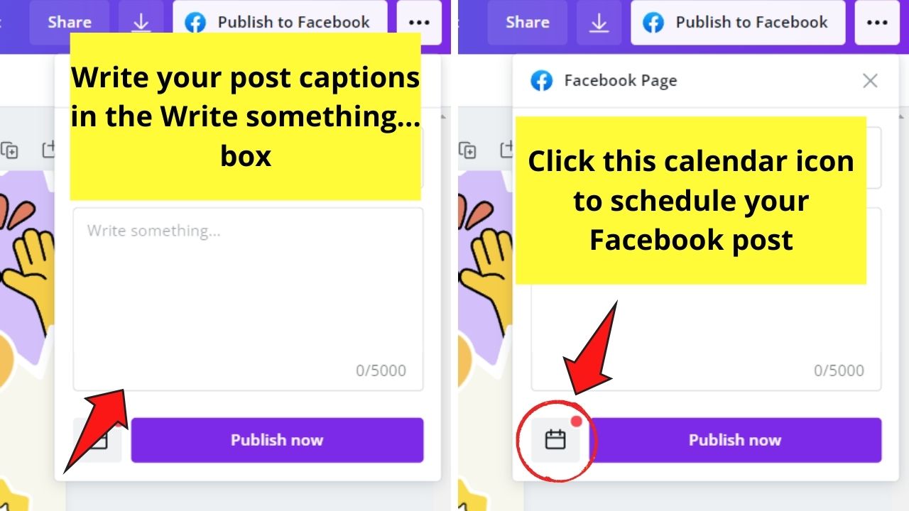 Cómo usar Canva para programar publicaciones en Facebook Paso 3