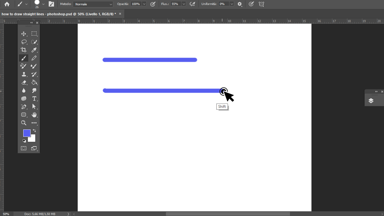 Cómo dibujar líneas rectas en Photoshop método 1 paso 3