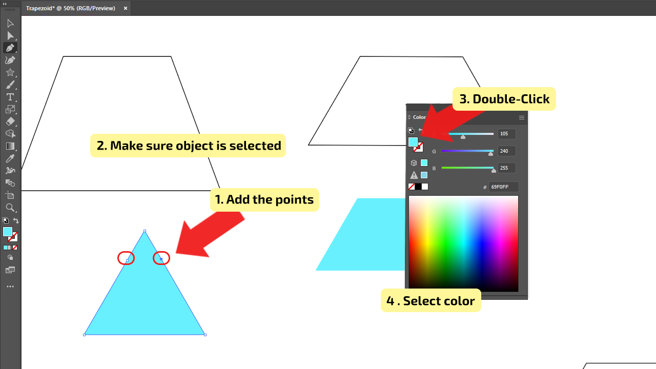 Cómo usar la herramienta Pluma para hacer un trapezoide en Illustrator Paso 2