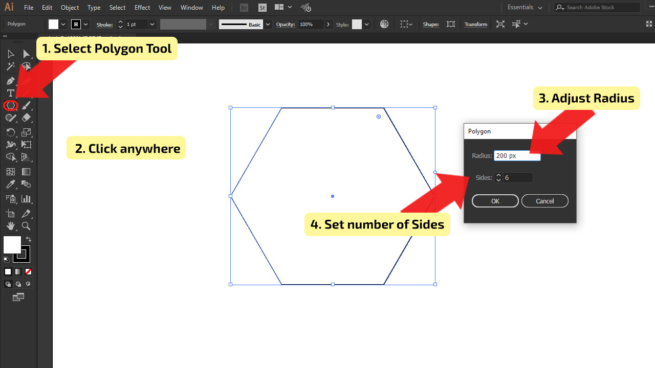 Cómo usar Hexagon paso 1 para hacer cubos en illustrator