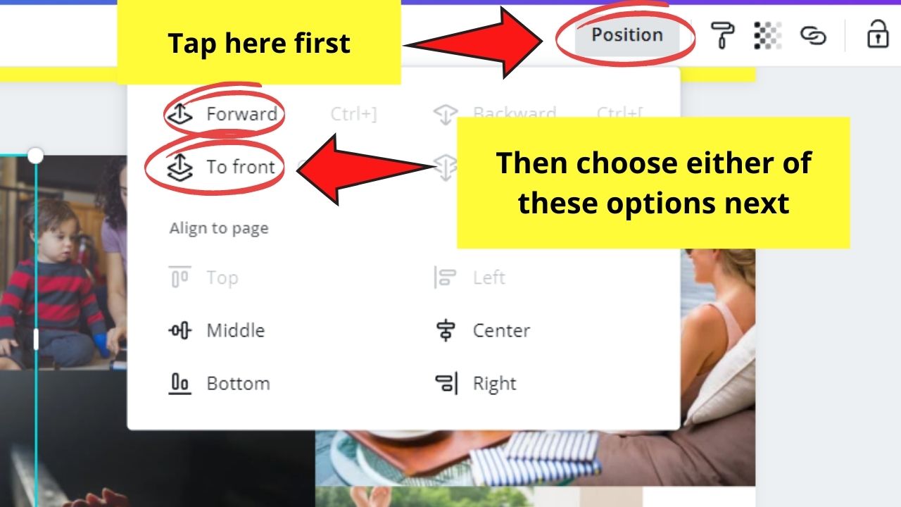 Posiciona la imagen usando el botón de ubicación