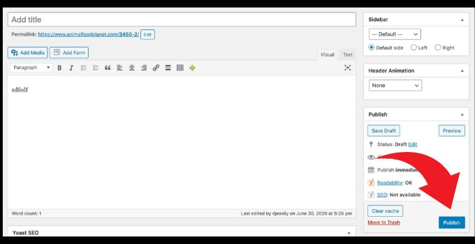 Botón para publicar en el editor clásico de WordPress