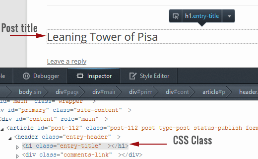 Encuentra clases CSS para elementos