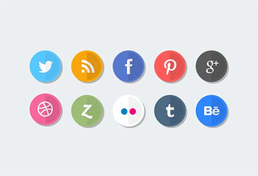 Conjunto de iconos planos para redes sociales 