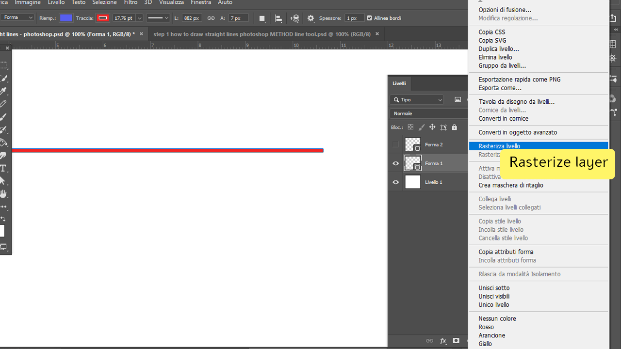 Cómo usar la herramienta de línea para dibujar líneas rectas en Photoshop Paso 4