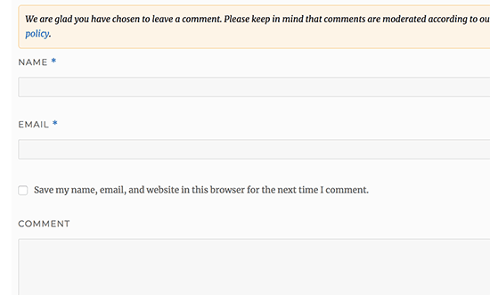 Eliminar la URL del formulario de comentarios