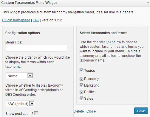 Cómo mostrar términos de taxonomía personalizados en el widget de la barra lateral de WordPress