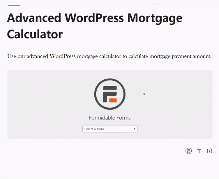 Agregue la calculadora de hipoteca avanzada de WordPress al editor de Jina