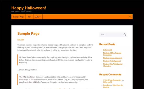 Tema de Halloween para WordPress