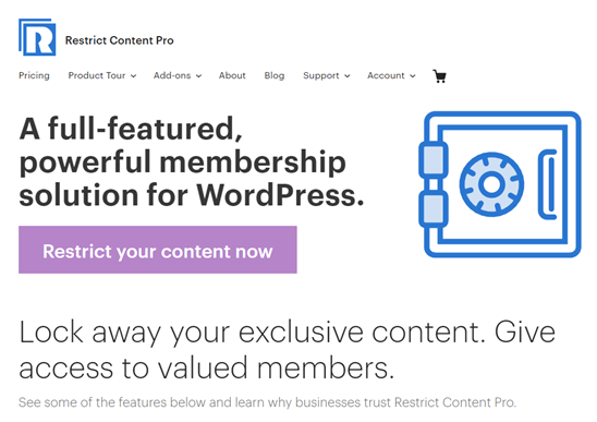 El sitio web Restricción de contenido Pro