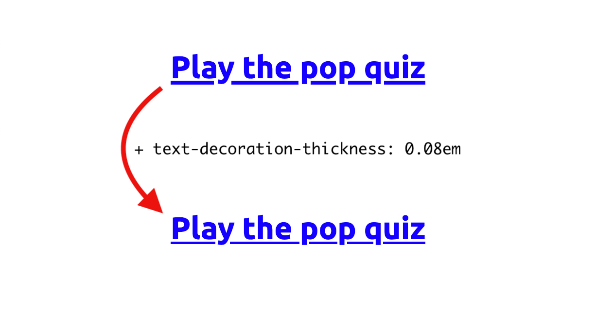 Se muestran dos enlaces, por defecto y uno que reduce el grosor de la decoración del texto.