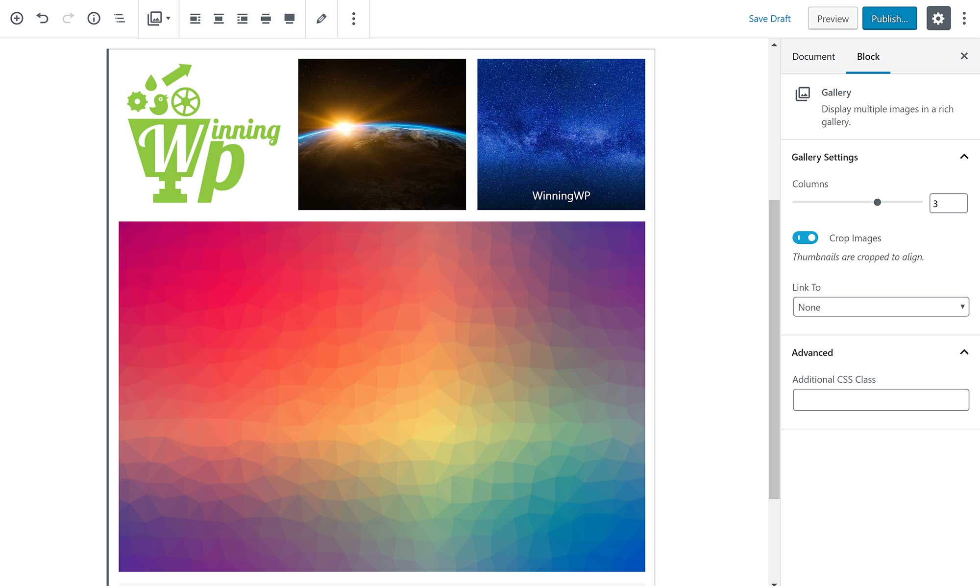 Bloque de galería de WordPress