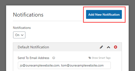 Haga clic en el botón 'Crear nueva notificación' para crear una nueva notificación